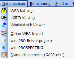 Menü Datenbanken - Wiki-WindPRO